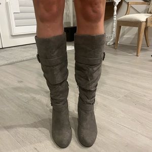 Grey Suede Grey Boots with 3 inch heel